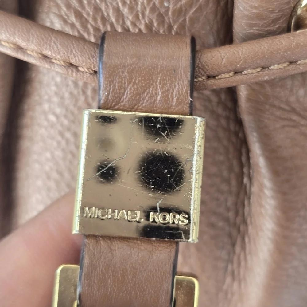 Michael Kors Leather Crossbody Bag Women's Brown Pebble Tassels Logo Small